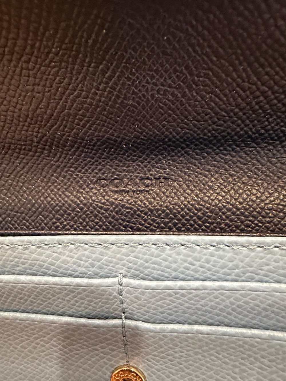 Coach Two-Tone Navy and Light Blue Leather Continental Wallet - Picture 2 of 9